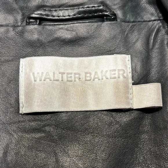 Walter Baker Black Leather Jacket 100% Genuine Leather Womens Size M Flaws - Picture 9 of 11